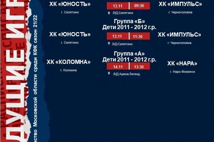 13-14 ноября пройдет открытое первенство Московской области среди КФК сезон 2021/2021